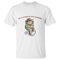 Off to Wrangle My Feral Grandkids T Shirt Funny Cowboy Frog Grandpa Western Meme