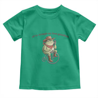 Off to Wrangle My Feral Grandkids Toddler T Shirt Funny Cowboy Frog Grandpa Western Meme