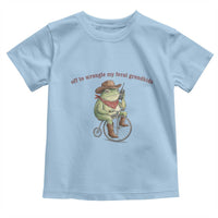Off to Wrangle My Feral Grandkids Toddler T Shirt Funny Cowboy Frog Grandpa Western Meme