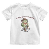 Off to Wrangle My Feral Grandkids Toddler T Shirt Funny Cowboy Frog Grandpa Western Meme