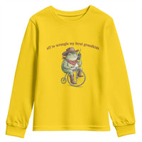 Off to Wrangle My Feral Grandkids Youth Sweatshirt Funny Cowboy Frog Grandpa Western Meme