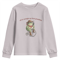 Off to Wrangle My Feral Grandkids Youth Sweatshirt Funny Cowboy Frog Grandpa Western Meme