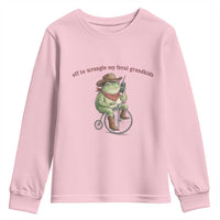 Off to Wrangle My Feral Grandkids Youth Sweatshirt Funny Cowboy Frog Grandpa Western Meme