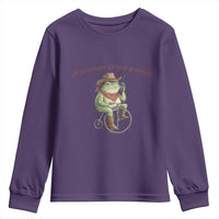 Off to Wrangle My Feral Grandkids Youth Sweatshirt Funny Cowboy Frog Grandpa Western Meme