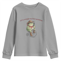 Off to Wrangle My Feral Grandkids Youth Sweatshirt Funny Cowboy Frog Grandpa Western Meme
