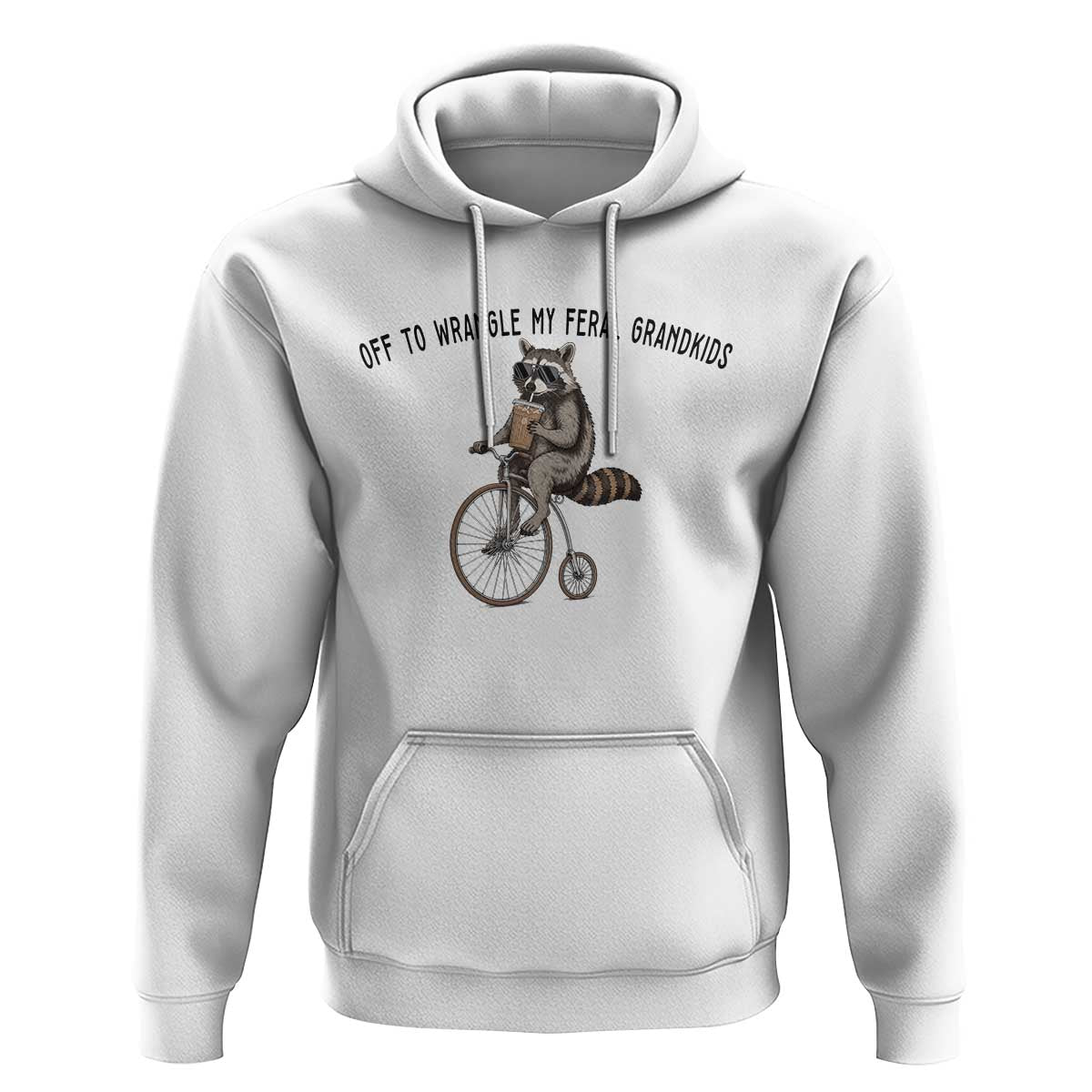 Off To Wranglin My Feral Grandkids Hoodie Funny Raccoon Grandpa Father's Day Gift