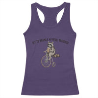 Off To Wranglin My Feral Grandkids Racerback Tank Top Funny Raccoon Grandpa Father's Day Gift