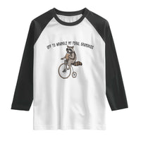 Off To Wranglin My Feral Grandkids Raglan Shirt Funny Raccoon Grandpa Father's Day Gift