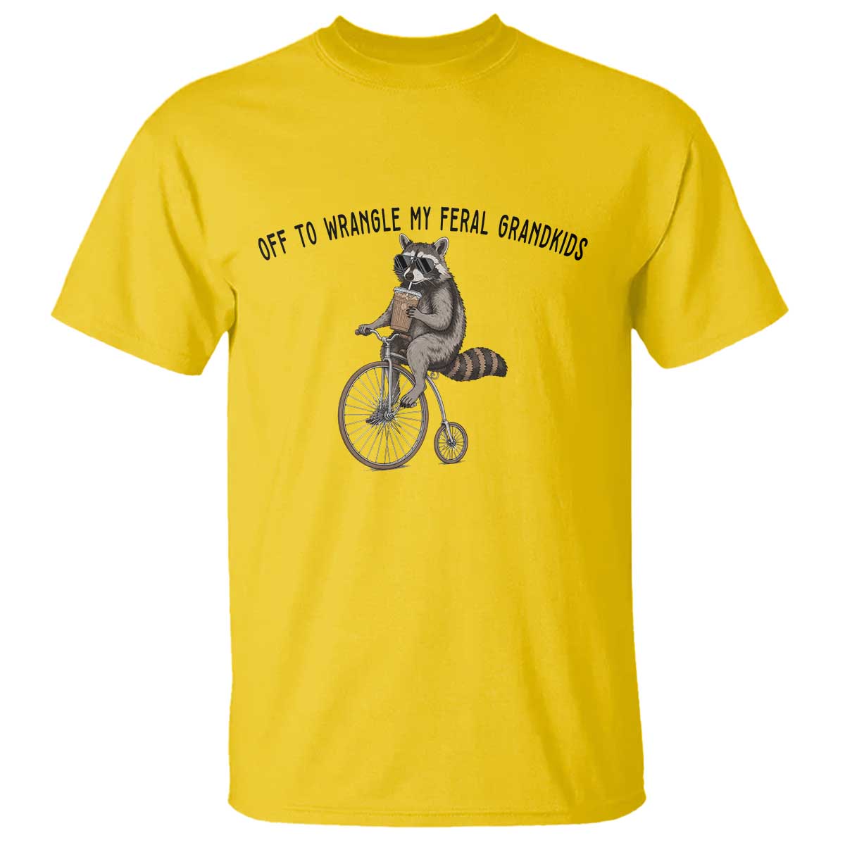 Off To Wranglin My Feral Grandkids T Shirt Funny Raccoon Grandpa Father's Day Gift