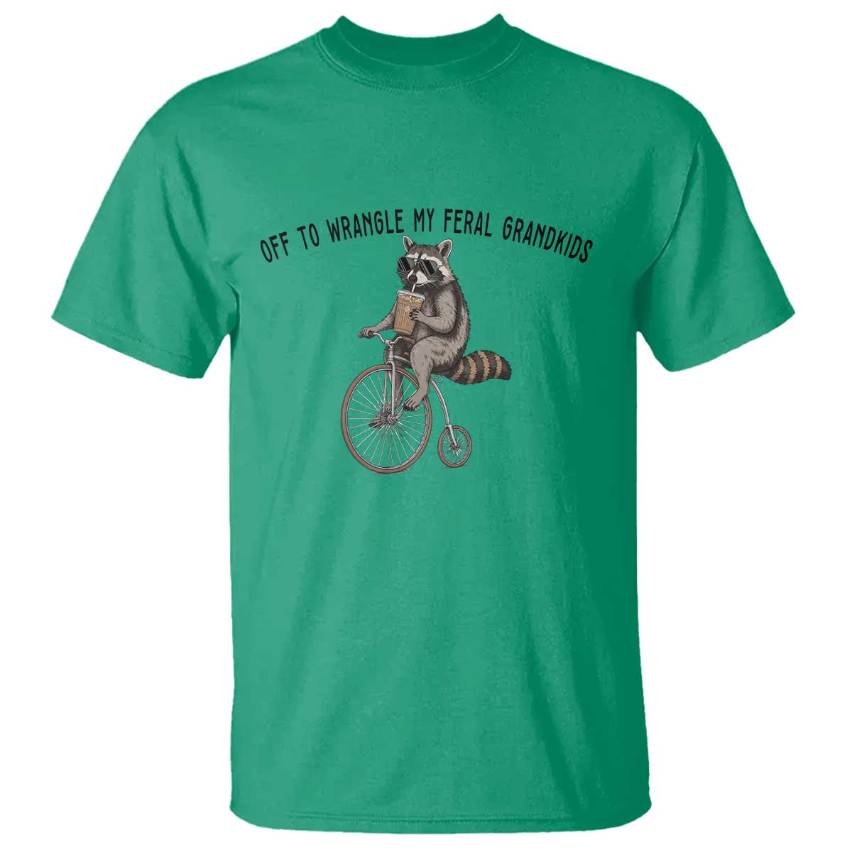 Off To Wranglin My Feral Grandkids T Shirt Funny Raccoon Grandpa Father's Day Gift