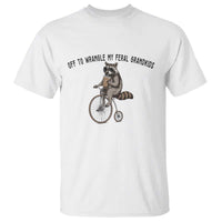 Off To Wranglin My Feral Grandkids T Shirt Funny Raccoon Grandpa Father's Day Gift