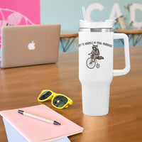 Off To Wranglin My Feral Grandkids Tumbler With Handle Funny Raccoon Grandpa Father's Day Gift