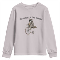 Off To Wranglin My Feral Grandkids Youth Sweatshirt Funny Raccoon Grandpa Father's Day Gift