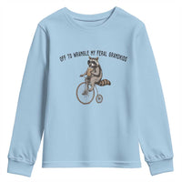 Off To Wranglin My Feral Grandkids Youth Sweatshirt Funny Raccoon Grandpa Father's Day Gift