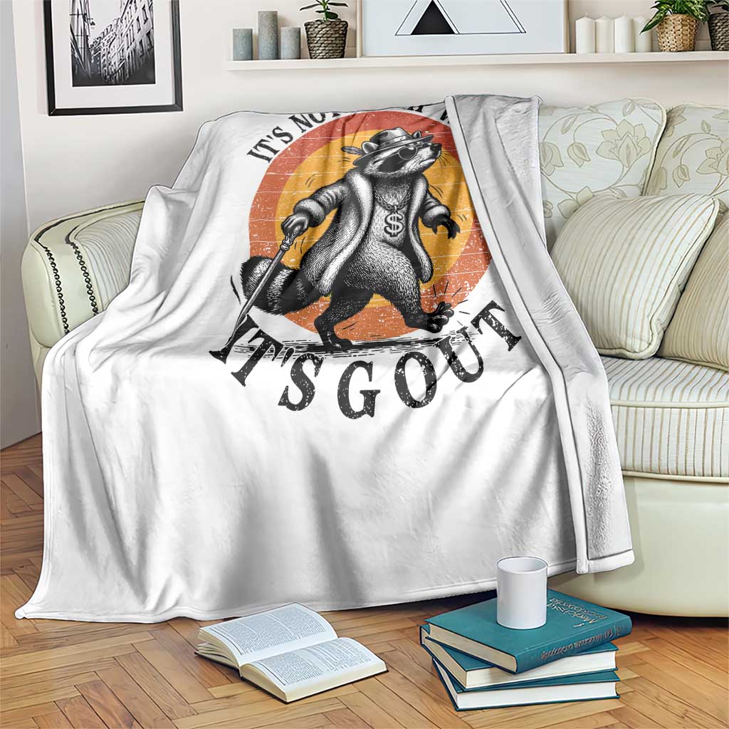 It's Not A Pimp Walk It's Gout Throw Blanket Funny Gout Dad Sarcastic Raccoon