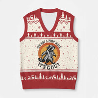 It's Not A Pimp Walk It's Gout V-Neck Knit Sweater Vest Funny Gout Dad Sarcastic Raccoon