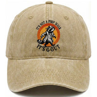 It's Not A Pimp Walk It's Gout Washed Cotton Baseball Cap Funny Gout Dad Sarcastic Raccoon