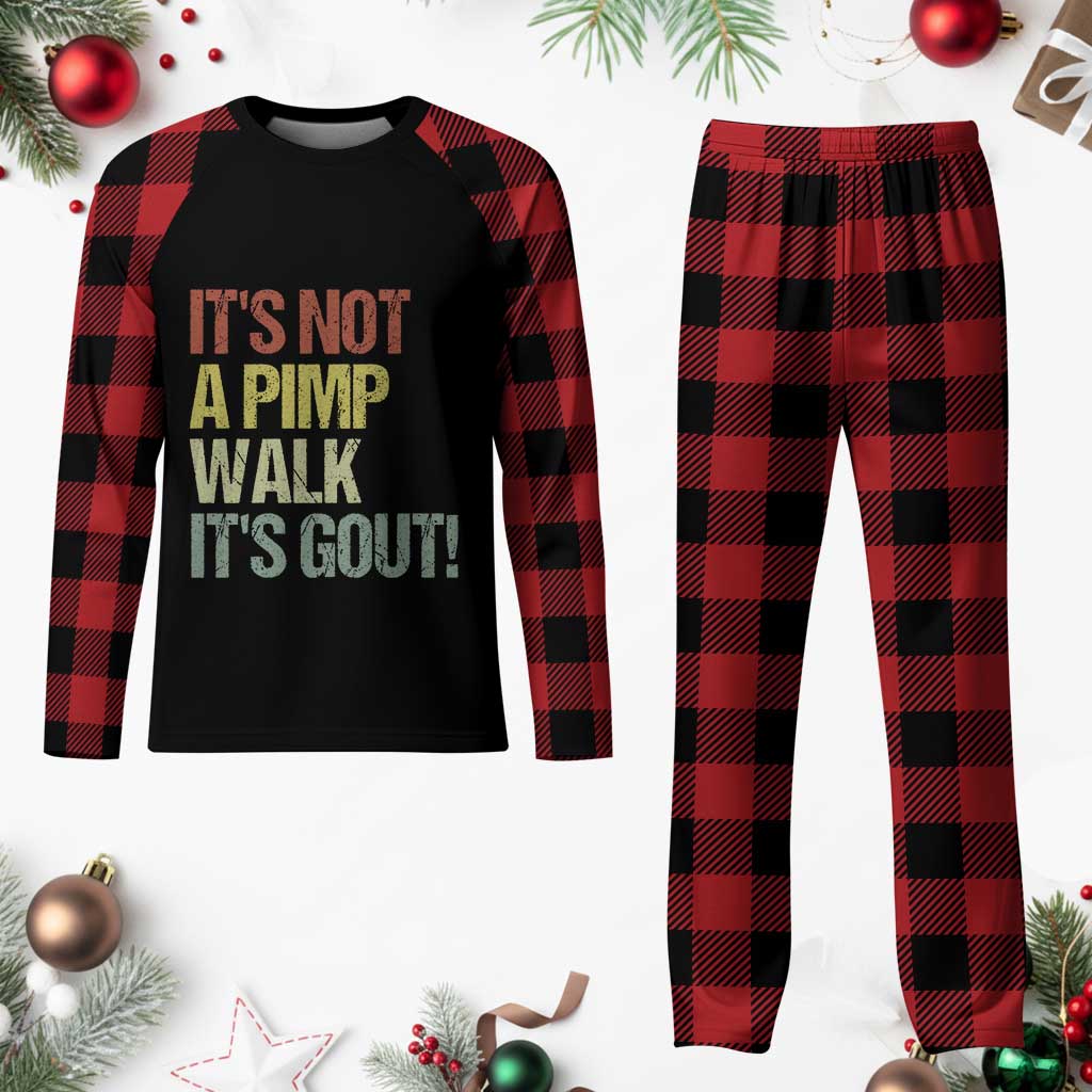 It's Not A Pimp Walk It's Gout Plaid Pajama Set Funny Old Man Medical Humor
