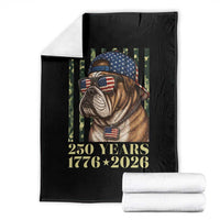 250 Years America Anniversary Throw Blanket Military Bulldog American Flag Camo