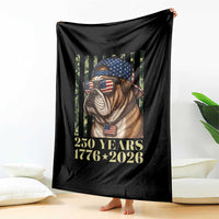 250 Years America Anniversary Throw Blanket Military Bulldog American Flag Camo