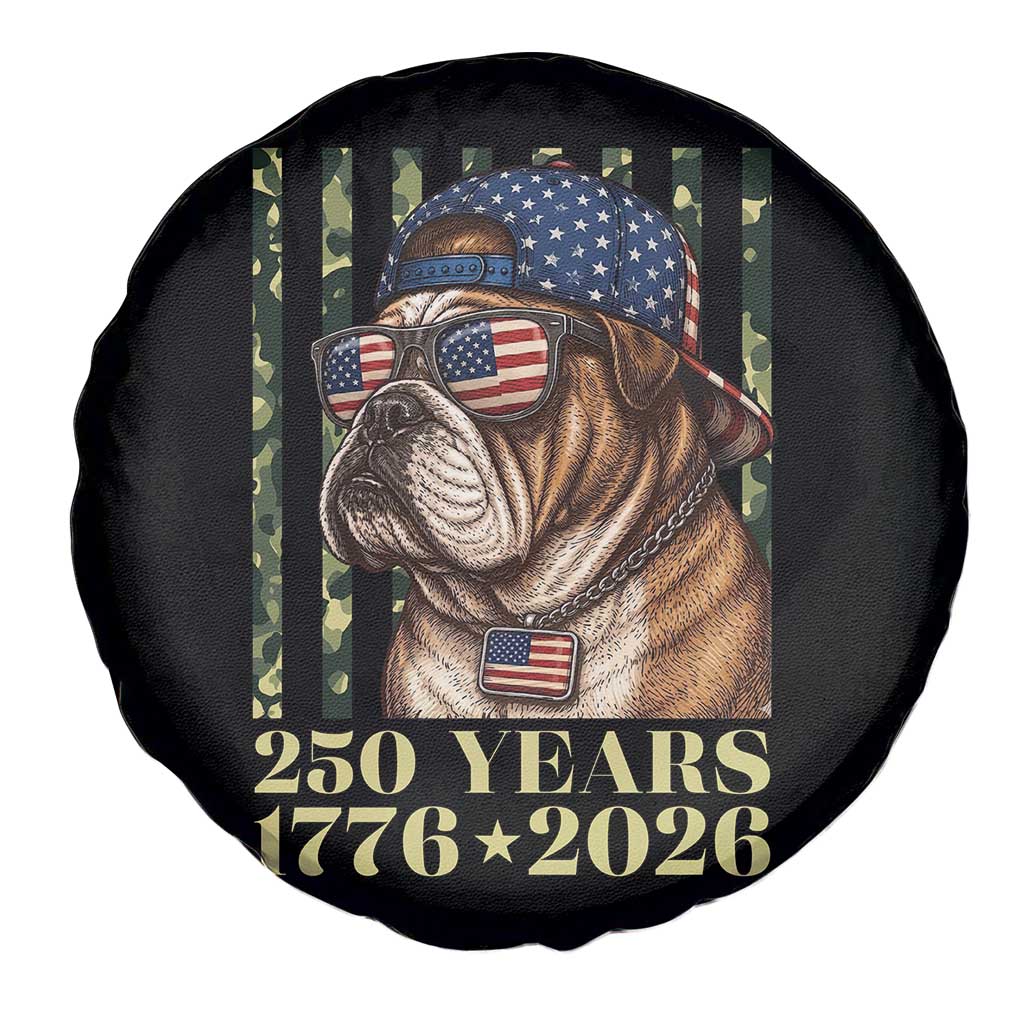 250 Years America Anniversary Spare Tire Cover Military Bulldog American Flag Camo