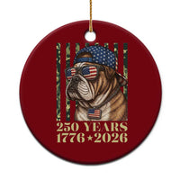 250 Years America Anniversary Ceramic Ornament Military Bulldog American Flag Camo