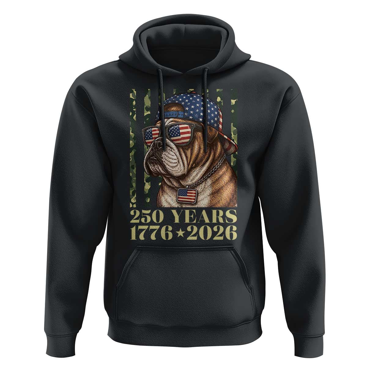 250 Years America Anniversary Hoodie Military Bulldog American Flag Camo