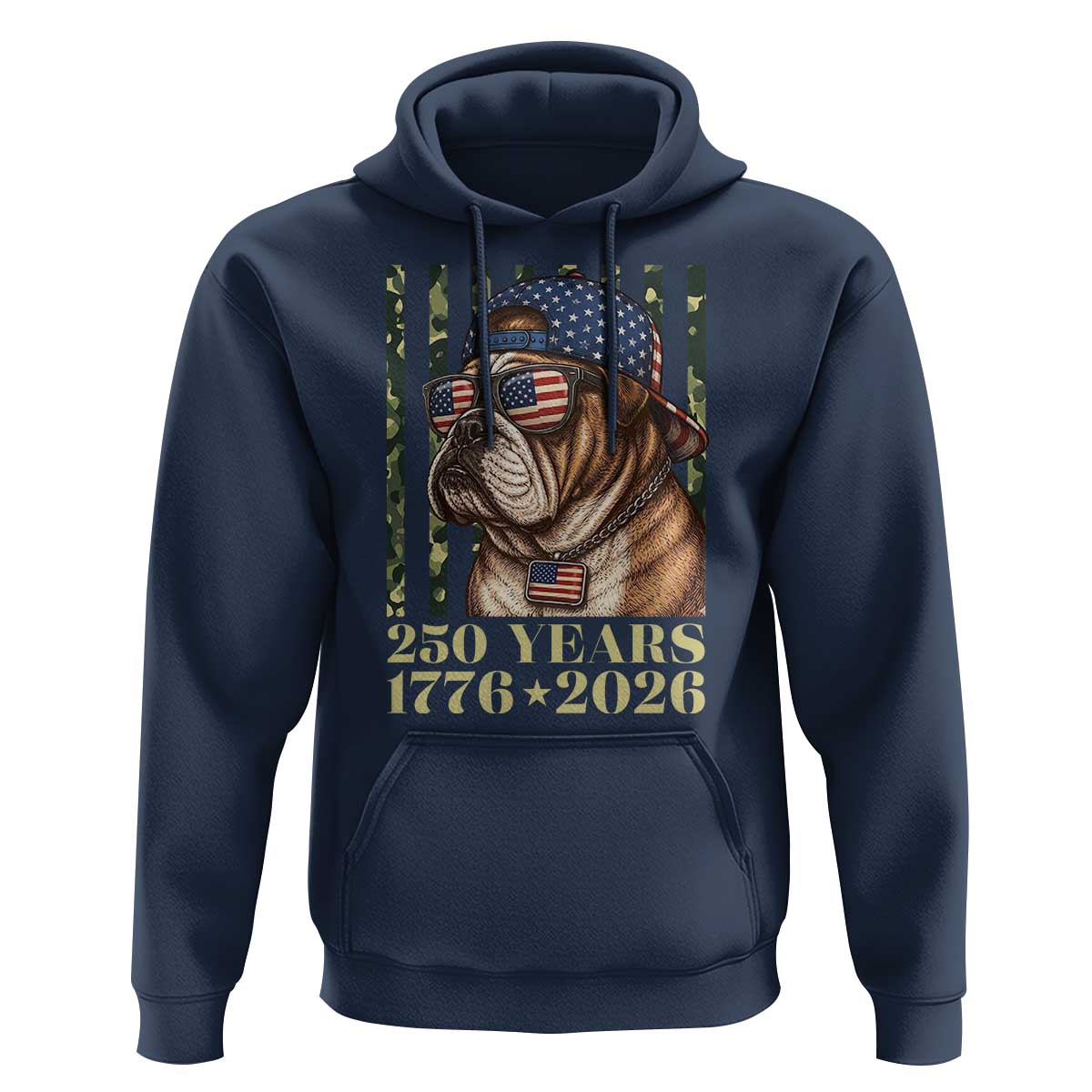 250 Years America Anniversary Hoodie Military Bulldog American Flag Camo