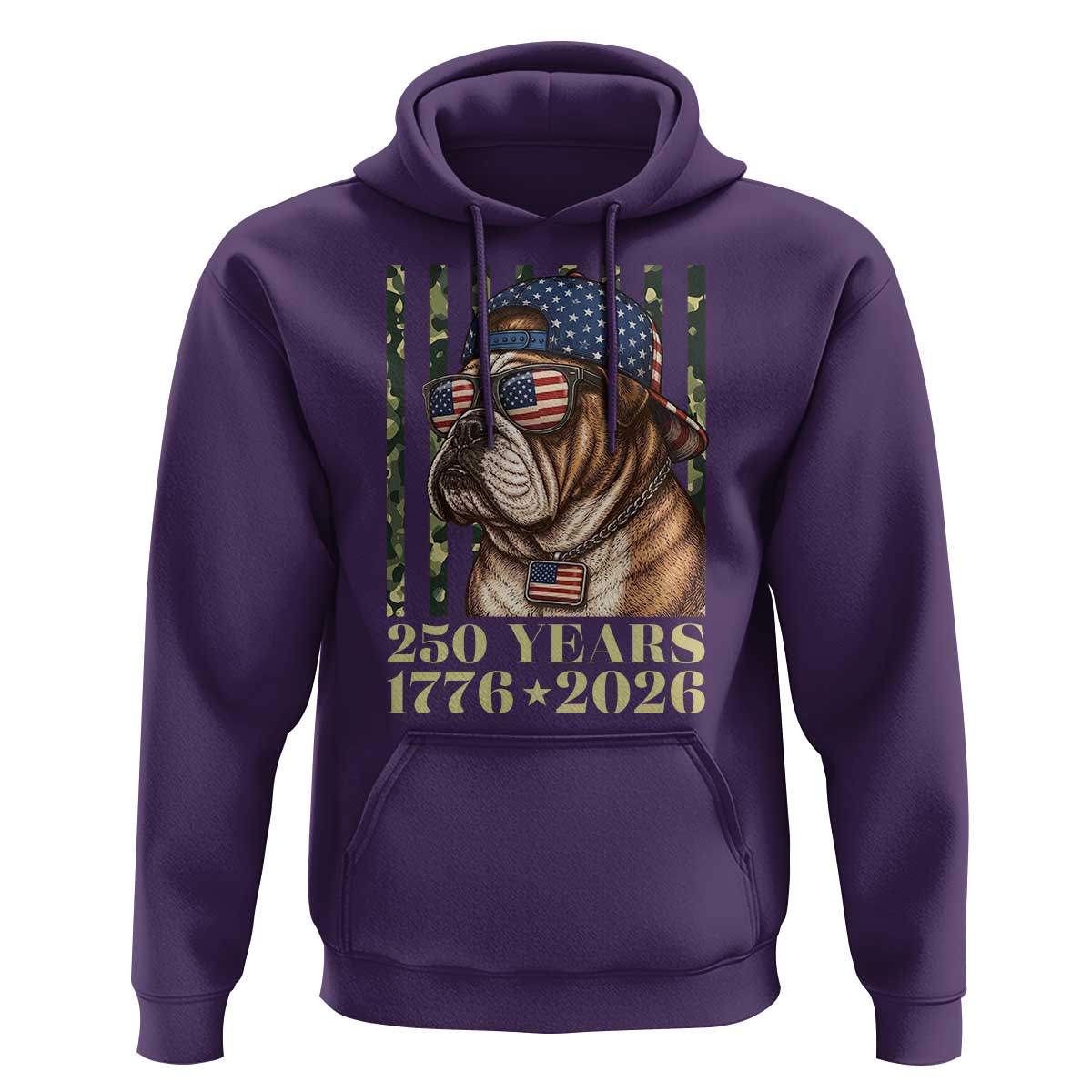 250 Years America Anniversary Hoodie Military Bulldog American Flag Camo