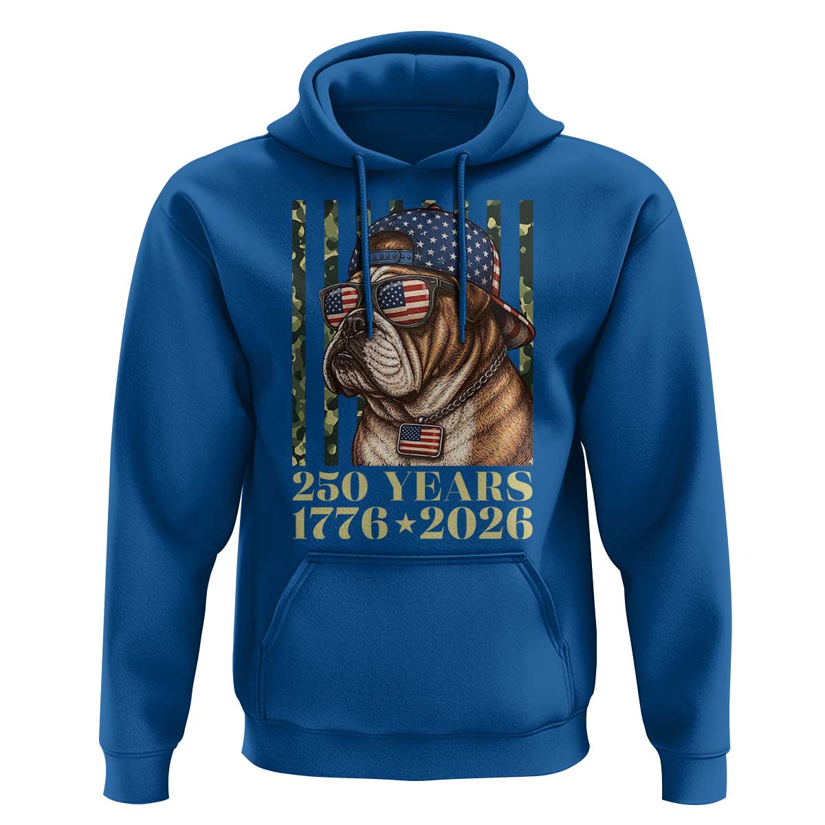 250 Years America Anniversary Hoodie Military Bulldog American Flag Camo