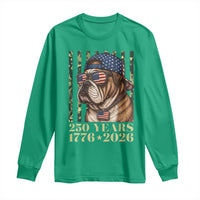 250 Years America Anniversary Long Sleeve Shirt Military Bulldog American Flag Camo