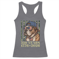 250 Years America Anniversary Racerback Tank Top Military Bulldog American Flag Camo