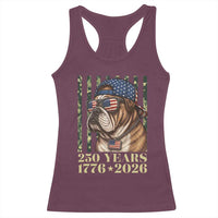 250 Years America Anniversary Racerback Tank Top Military Bulldog American Flag Camo