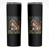 250 Years America Anniversary Skinny Tumbler Military Bulldog American Flag Camo
