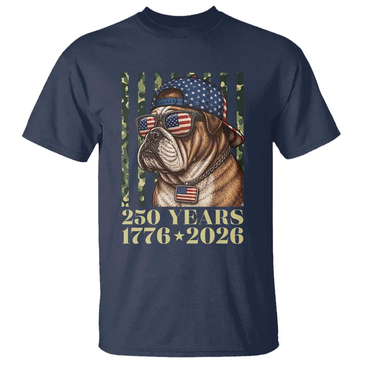 250 Years America Anniversary T Shirt Military Bulldog American Flag Camo