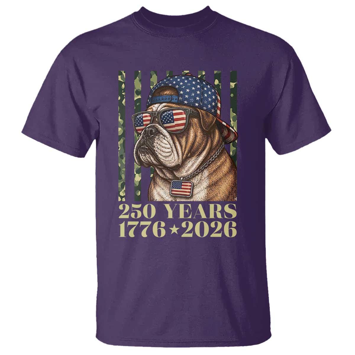250 Years America Anniversary T Shirt Military Bulldog American Flag Camo