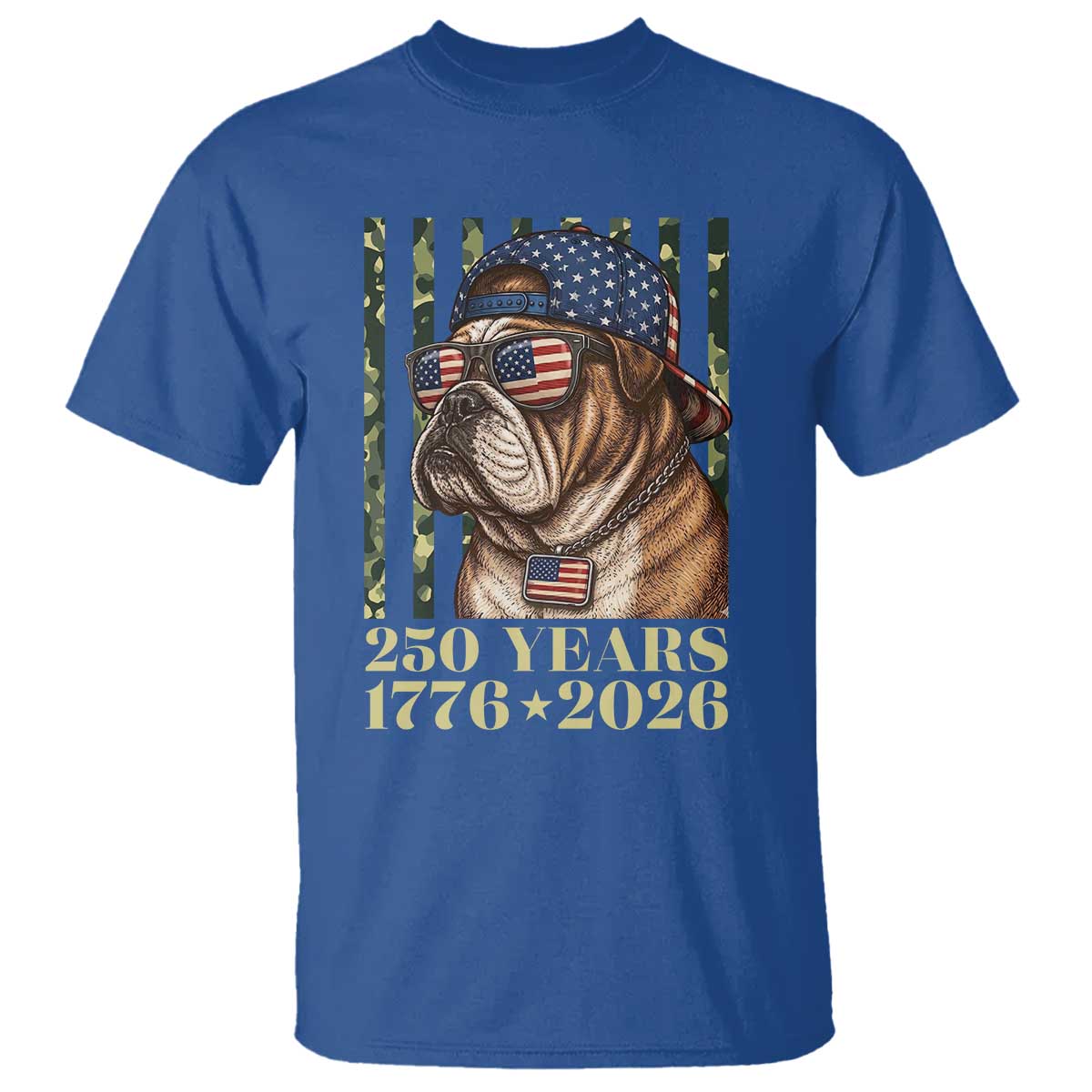 250 Years America Anniversary T Shirt Military Bulldog American Flag Camo