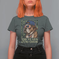 250 Years America Anniversary T Shirt For Women Military Bulldog American Flag Camo