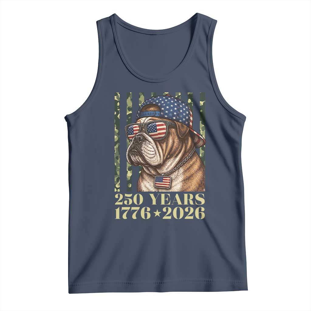 250 Years America Anniversary Tank Top Military Bulldog American Flag Camo