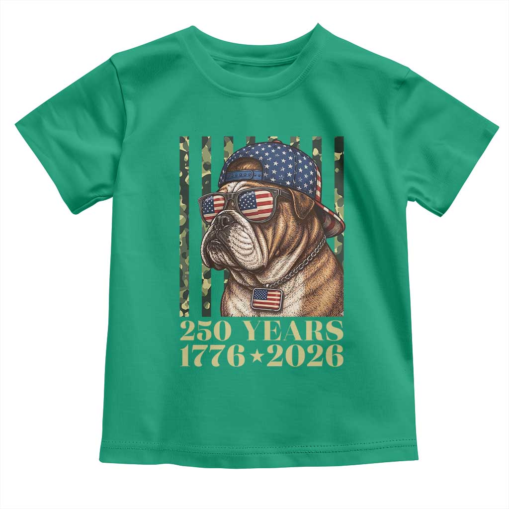 250 Years America Anniversary Toddler T Shirt Military Bulldog American Flag Camo
