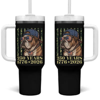 250 Years America Anniversary Tumbler With Handle Military Bulldog American Flag Camo