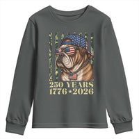 250 Years America Anniversary Youth Sweatshirt Military Bulldog American Flag Camo