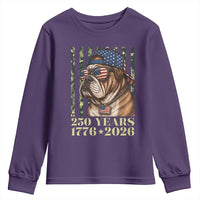 250 Years America Anniversary Youth Sweatshirt Military Bulldog American Flag Camo