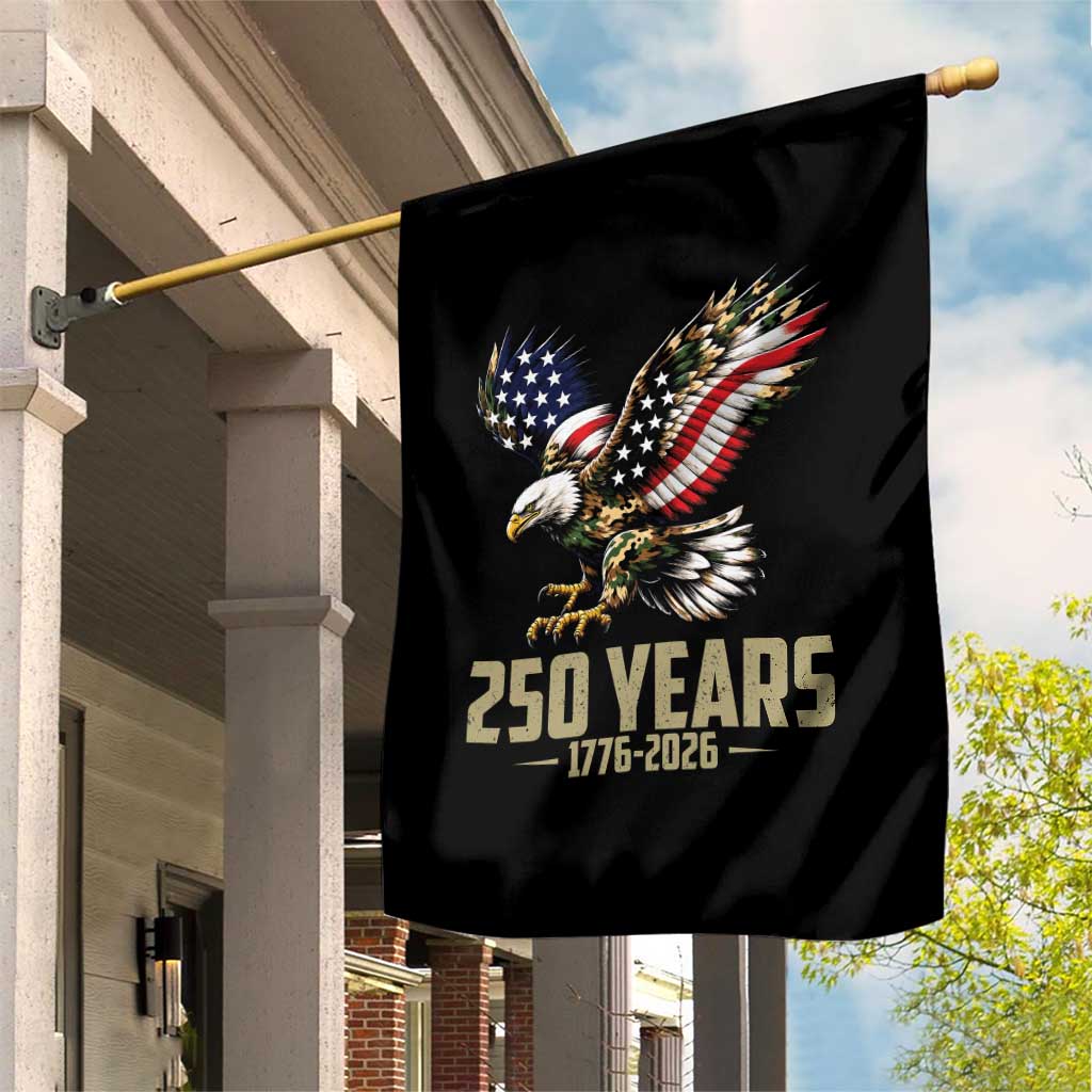 250 Years America Anniversary Garden Flag Military Eagle American Flag Camo