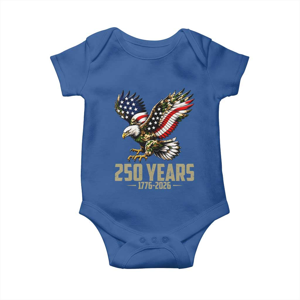 250 Years America Anniversary Baby Onesie Military Eagle American Flag Camo