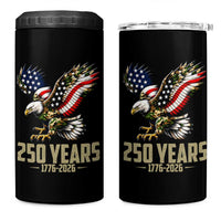 250 Years America Anniversary 4 in 1 Can Cooler Tumbler Military Eagle American Flag Camo