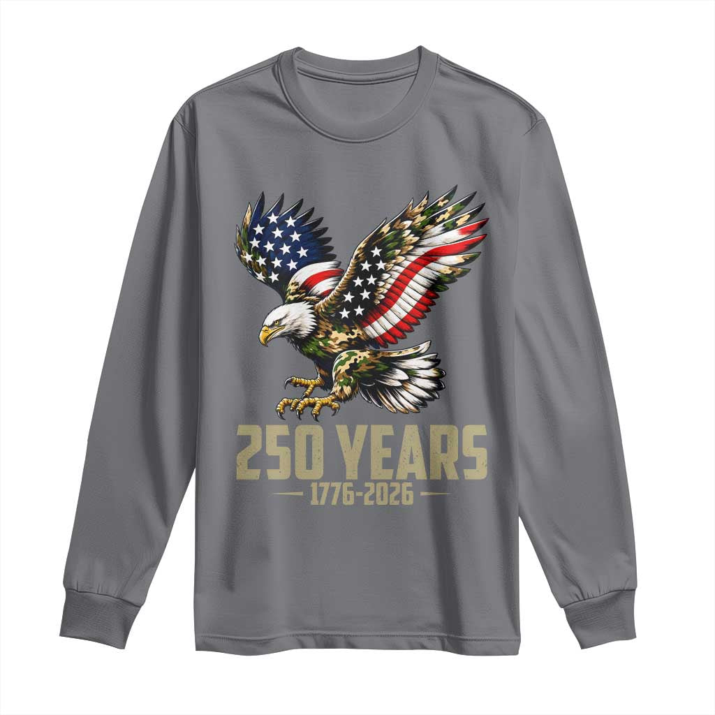 250 Years America Anniversary Long Sleeve Shirt Military Eagle American Flag Camo