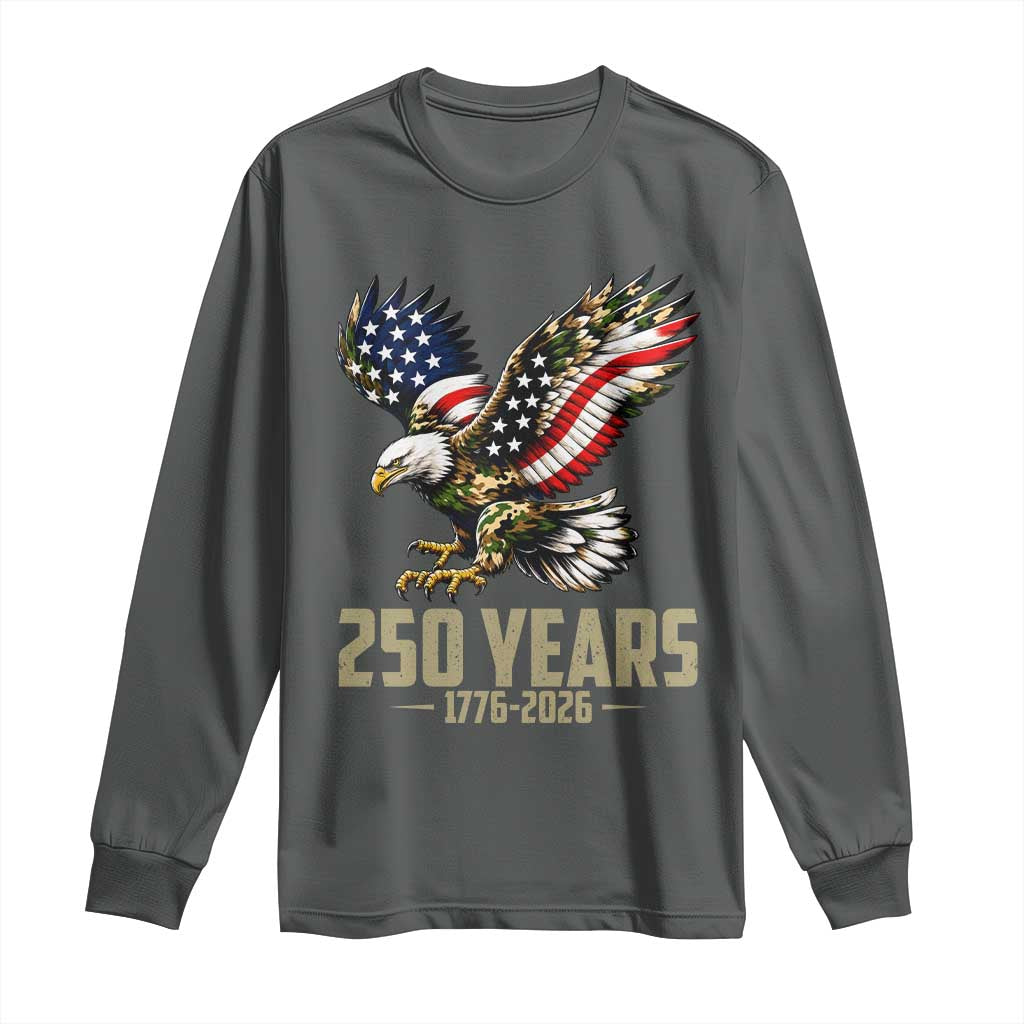 250 Years America Anniversary Long Sleeve Shirt Military Eagle American Flag Camo