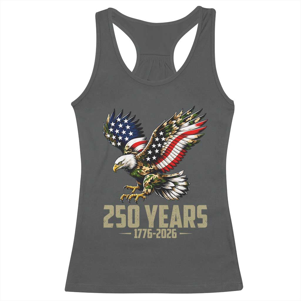 250 Years America Anniversary Racerback Tank Top Military Eagle American Flag Camo