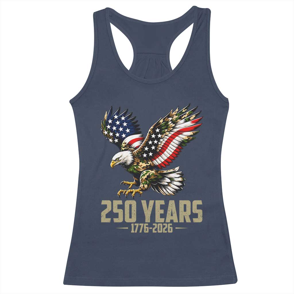250 Years America Anniversary Racerback Tank Top Military Eagle American Flag Camo